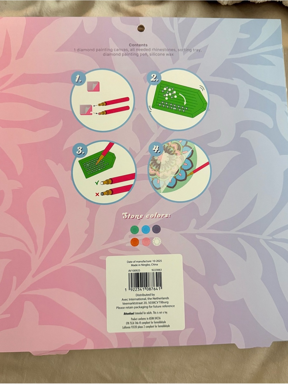 Diamond Painting Mandala Wall Art - Pink, Blue & Green - Picture 3 of 4